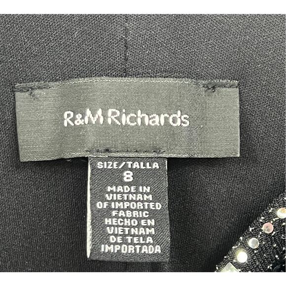 R&M Richards Black Floor Length Metallic Sparkle Mother of the Bride Dress Sz 8 - Picture 4 of 6